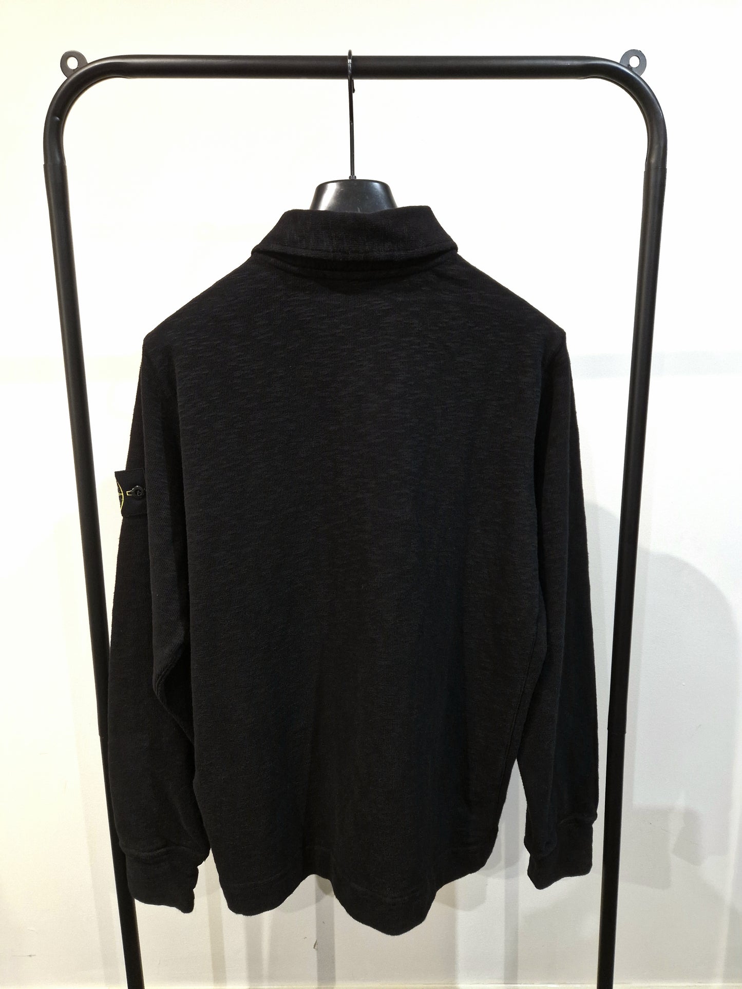 Stone Island Heavy Cotton Long Sleeve Polo - Black