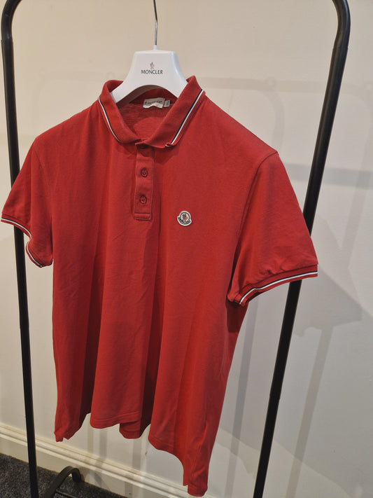 Moncler Tipped Collar Polo Shirt - Red