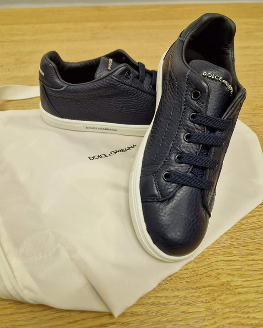 Dolce & Gabbana Junior Deerskin Trainers - Navy Blue