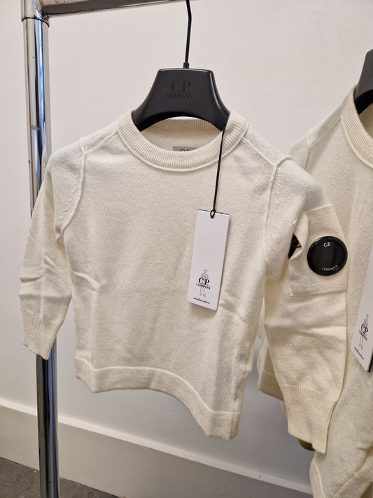 C.P. Company Junior Merino Wool Lens Knit - Cream