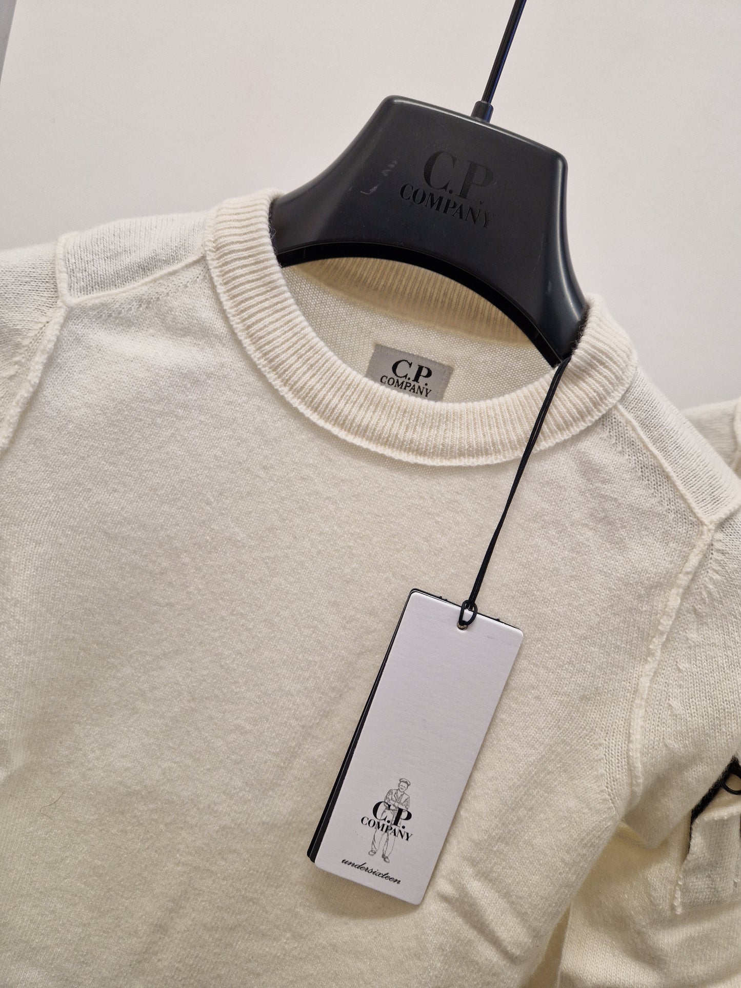 C.P. Company Junior Merino Wool Lens Knit - Cream