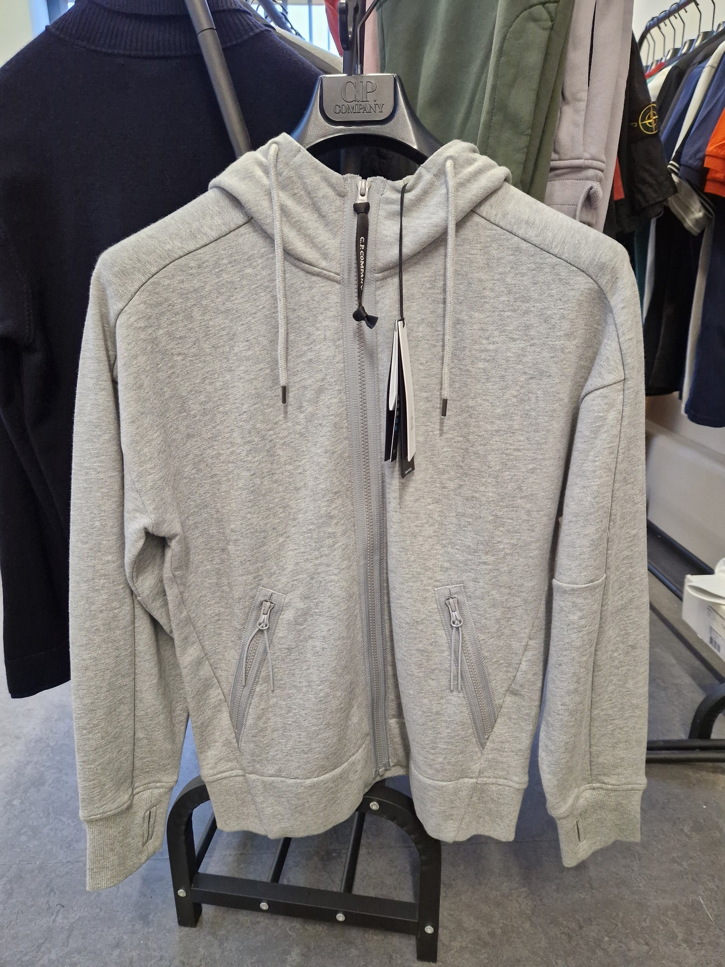 C.P. Company Fleece Diagonal Raised Zip Hoody - Grey