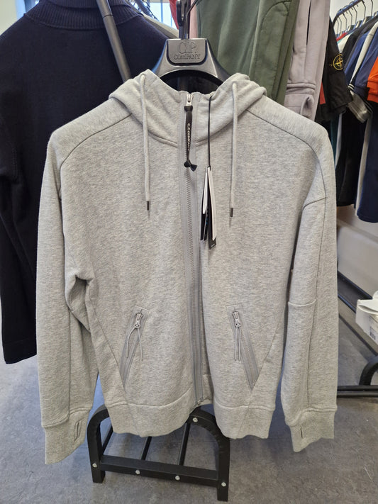 C.P. Company Fleece Diagonal Raised Zip Hoody - Grey