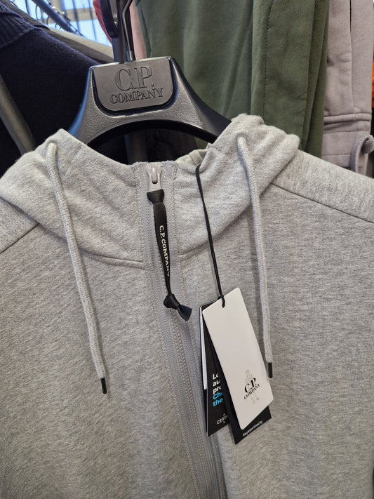 C.P. Company Fleece Diagonal Raised Zip Hoody - Grey