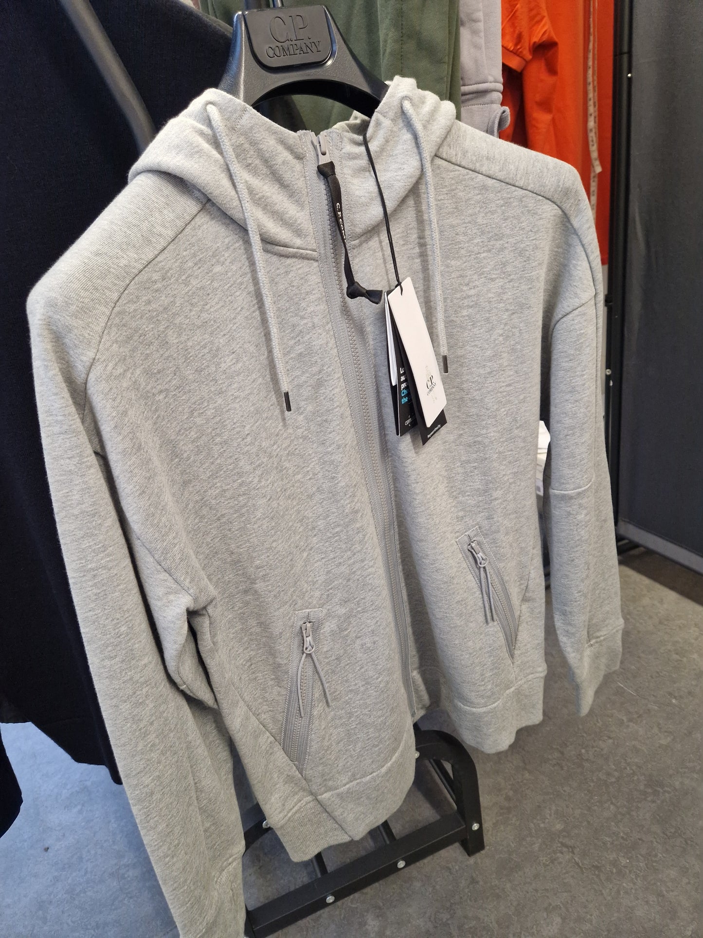 C.P. Company Fleece Diagonal Raised Zip Hoody - Grey