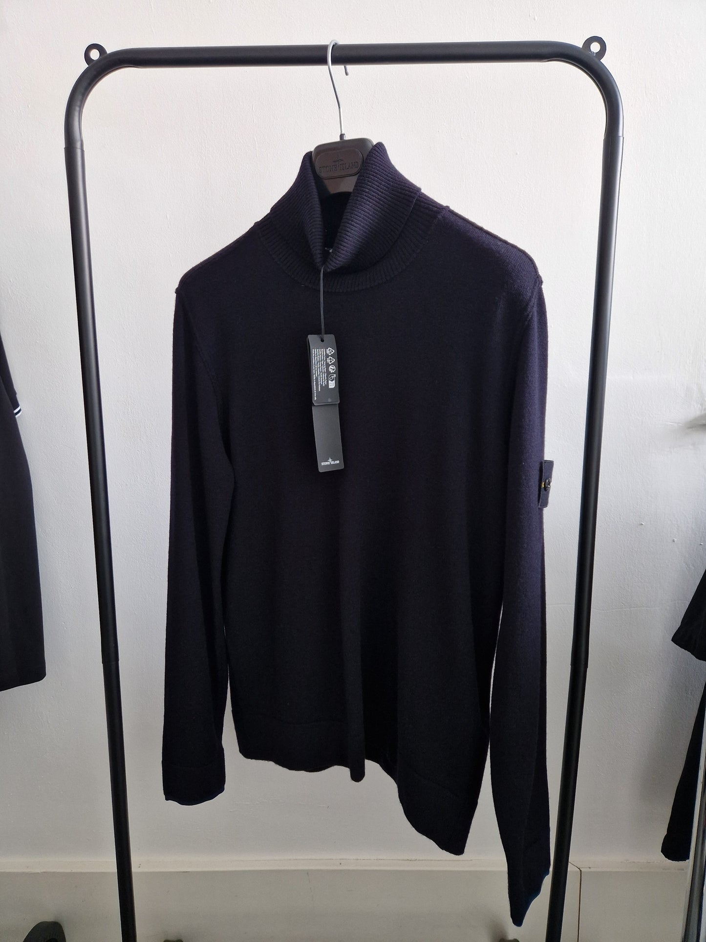 Stone Island Virgin Wool Roll-Neck Sweatshirt - Navy Blue