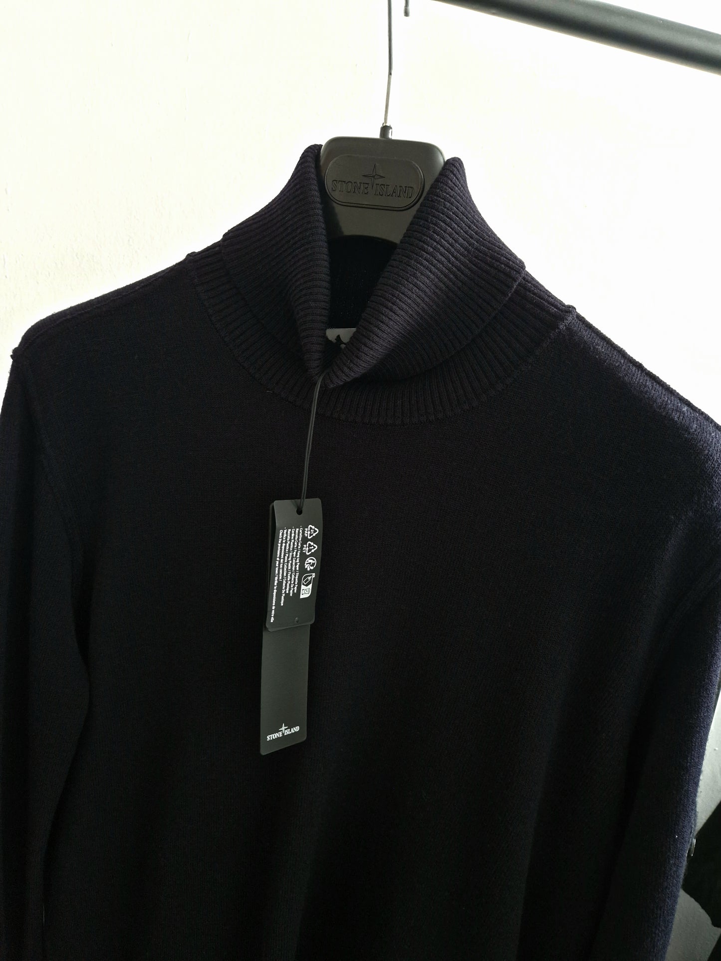 Stone Island Virgin Wool Roll-Neck Sweatshirt - Navy Blue