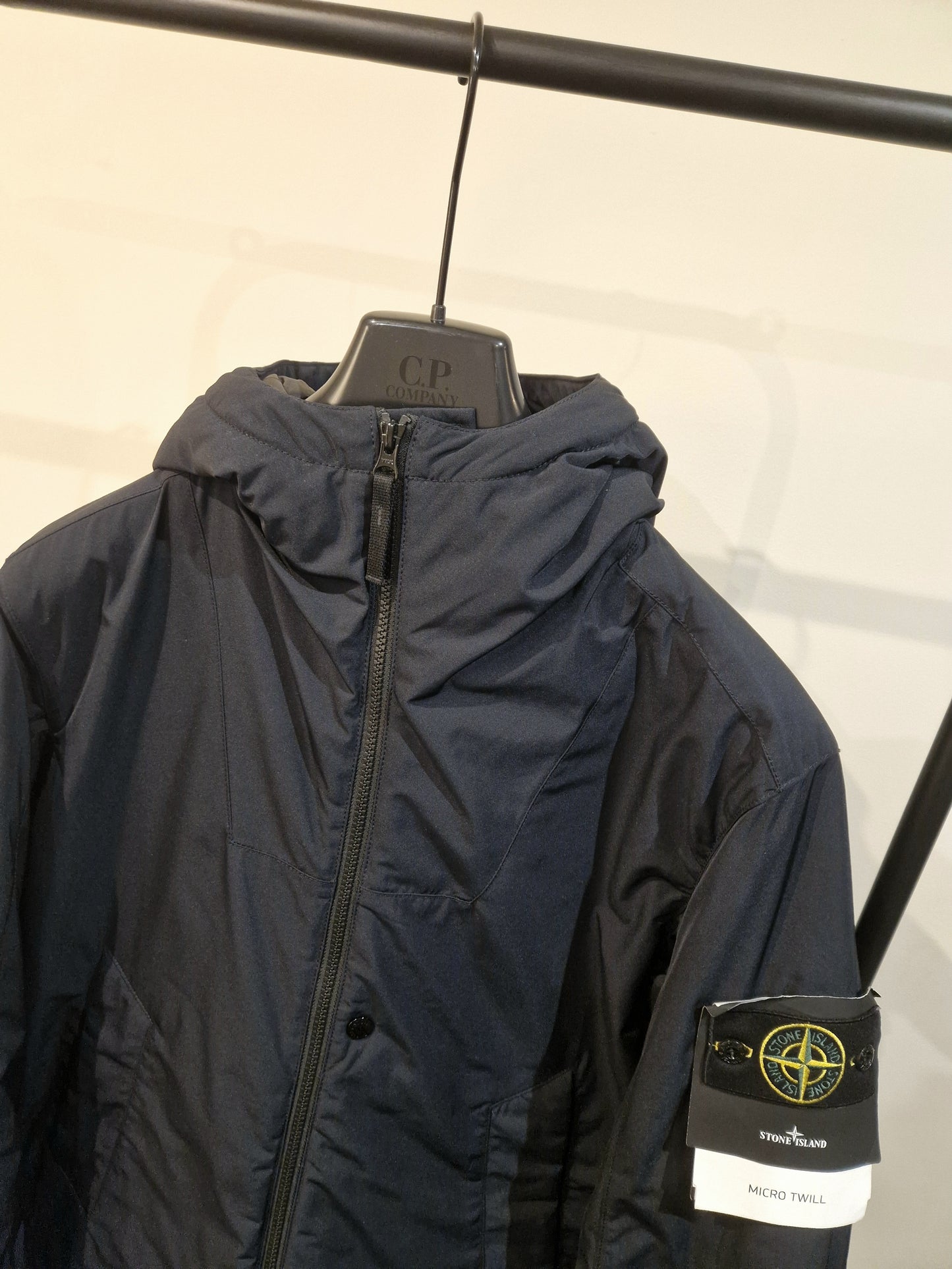 Stone Island Micro Twill Hooded Jacket - Navy Blue