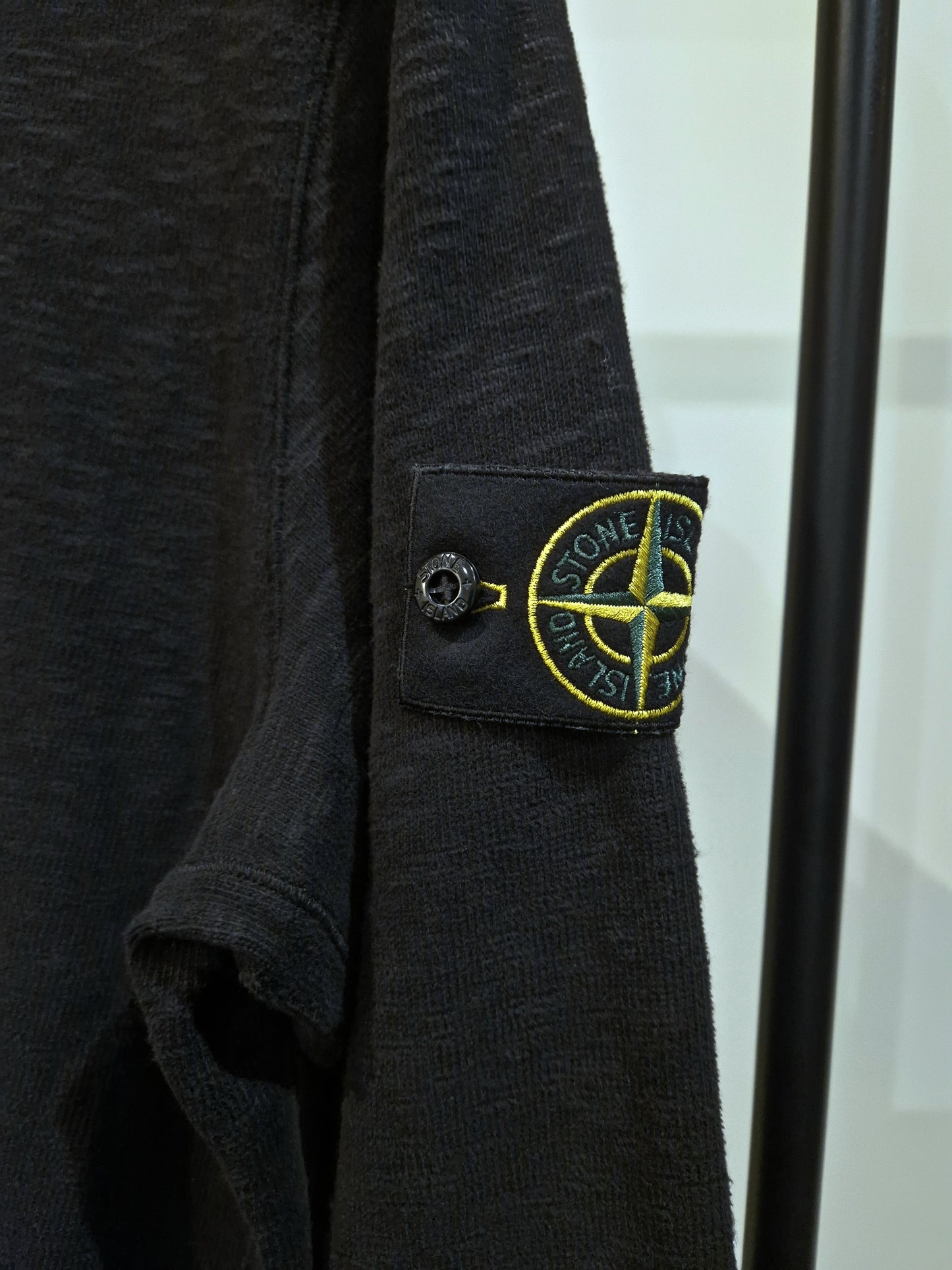 Stone Island Heavy Cotton Long Sleeve Polo - Black