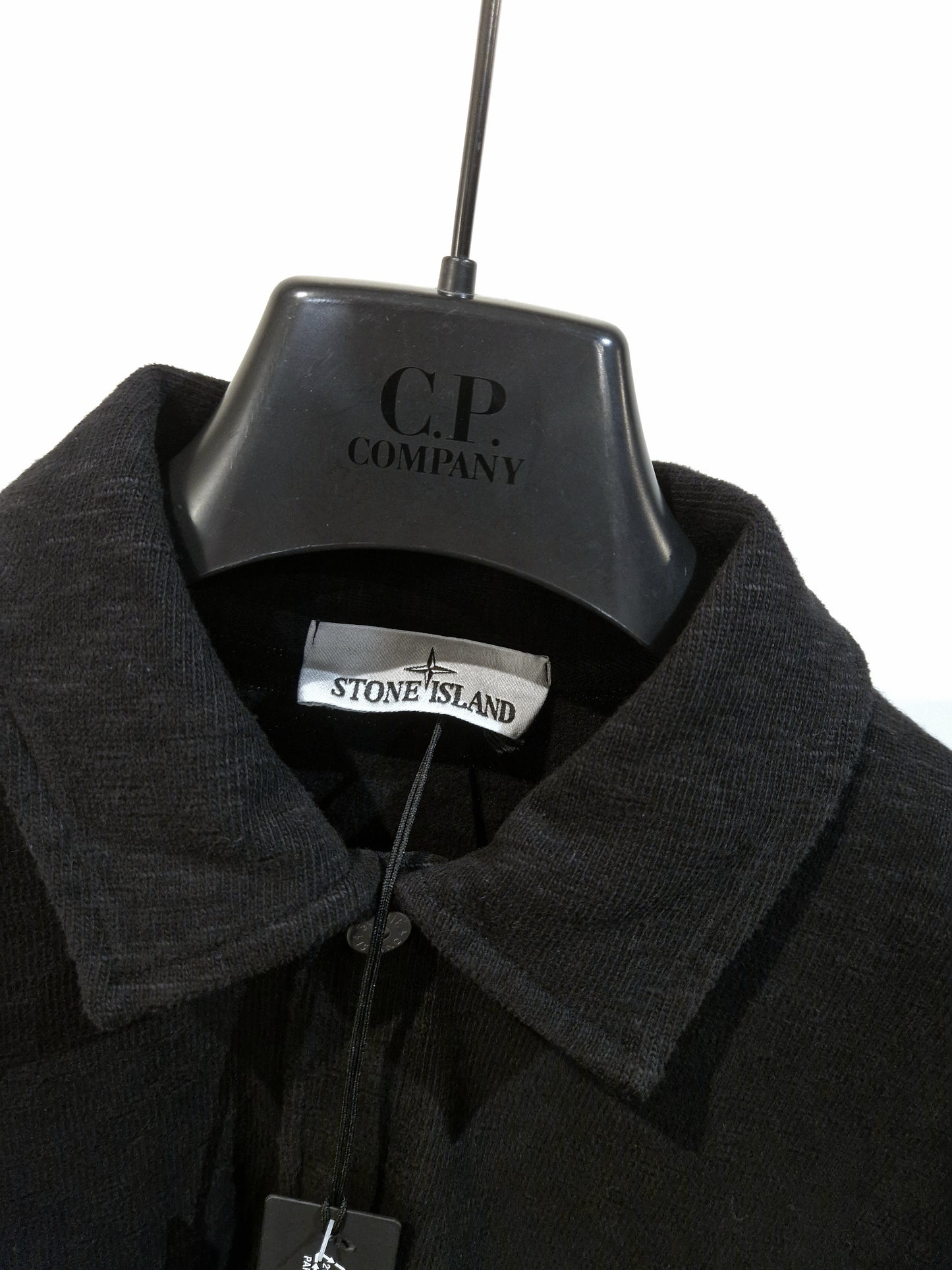 Stone Island Heavy Cotton Long Sleeve Polo - Black