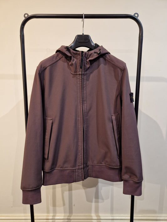 Stone Island Softshell-R Hooded Jacket - Burgundy