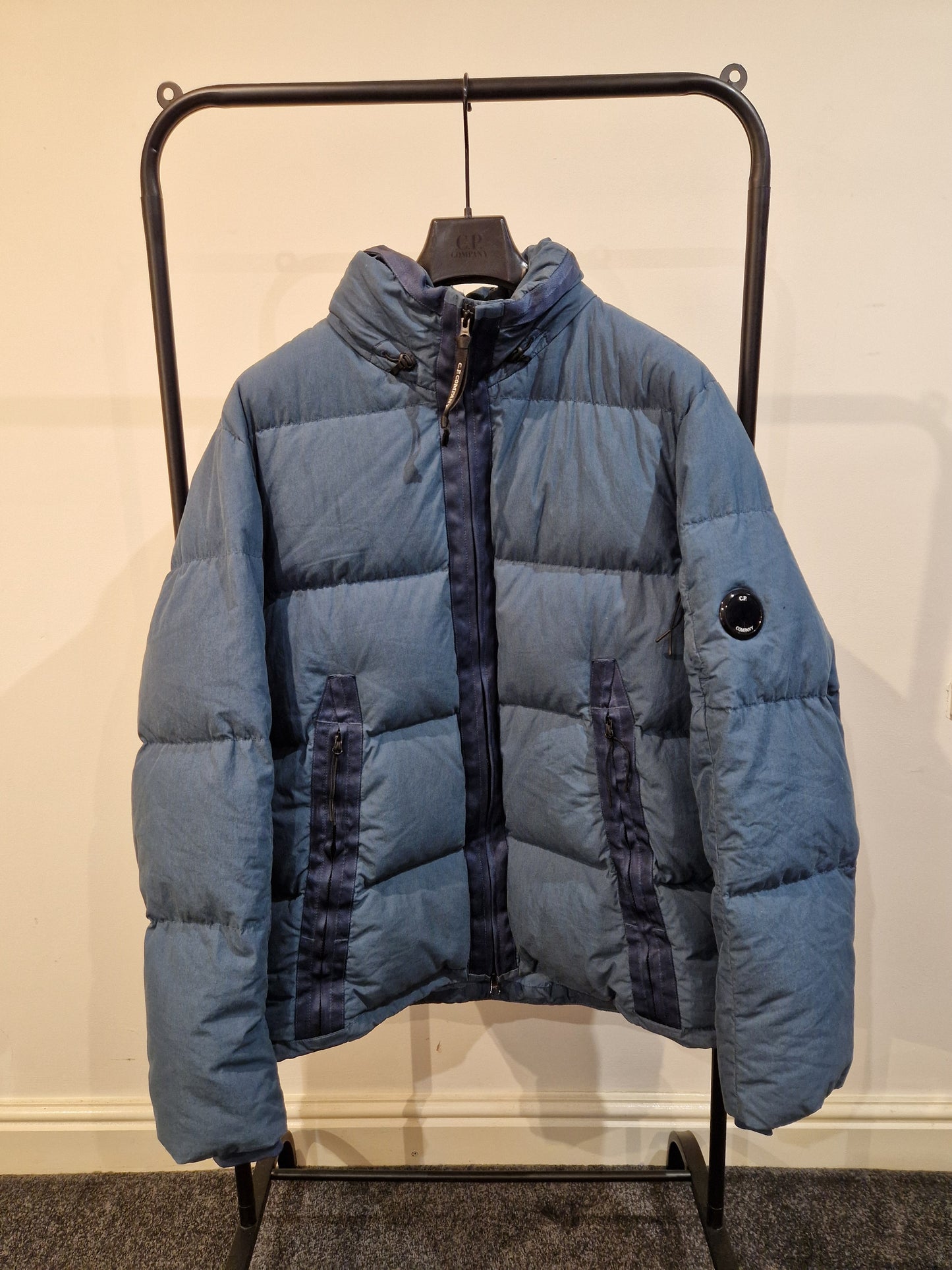 CP Company 50 Fili Padded Hooded Jacket - Ink Blue