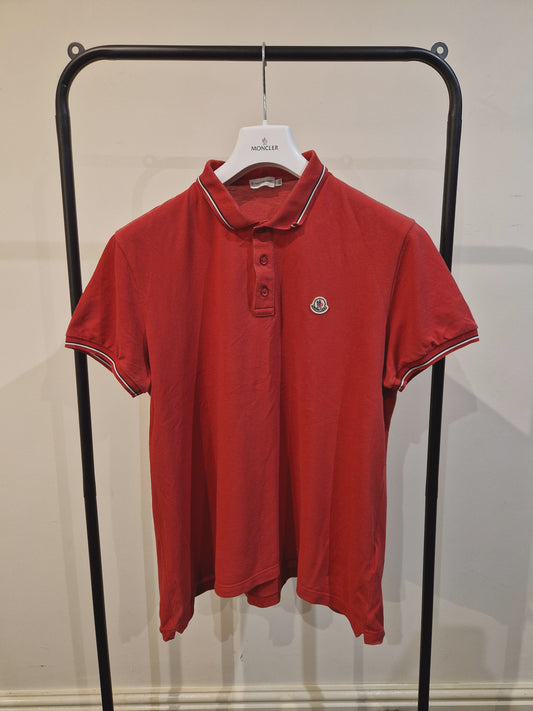 Moncler Tipped Collar Polo Shirt - Red