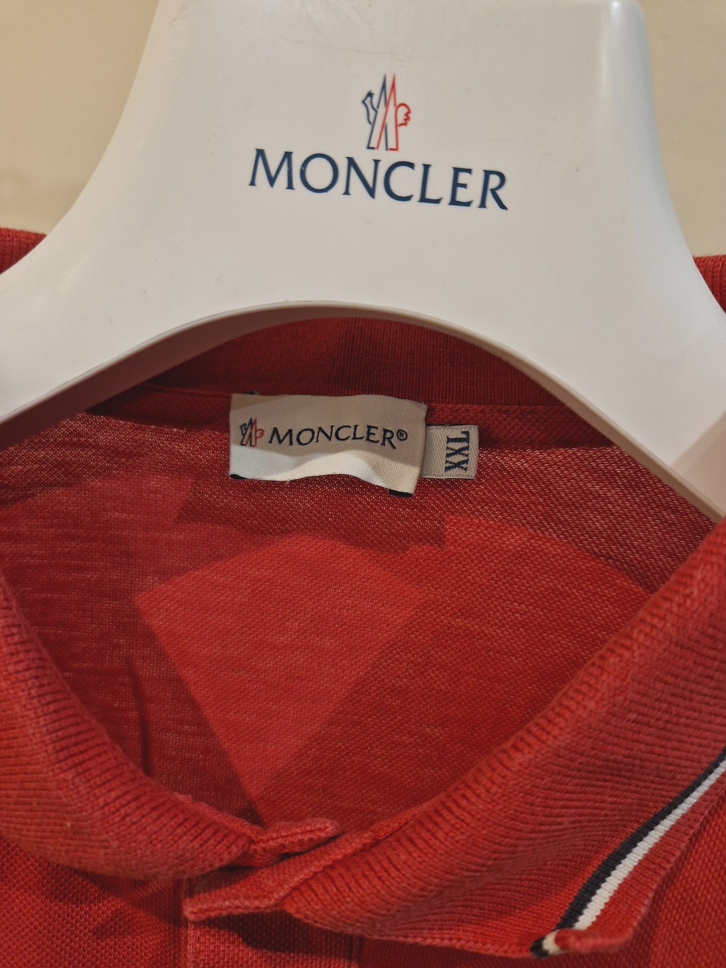Moncler Tipped Collar Polo Shirt - Red