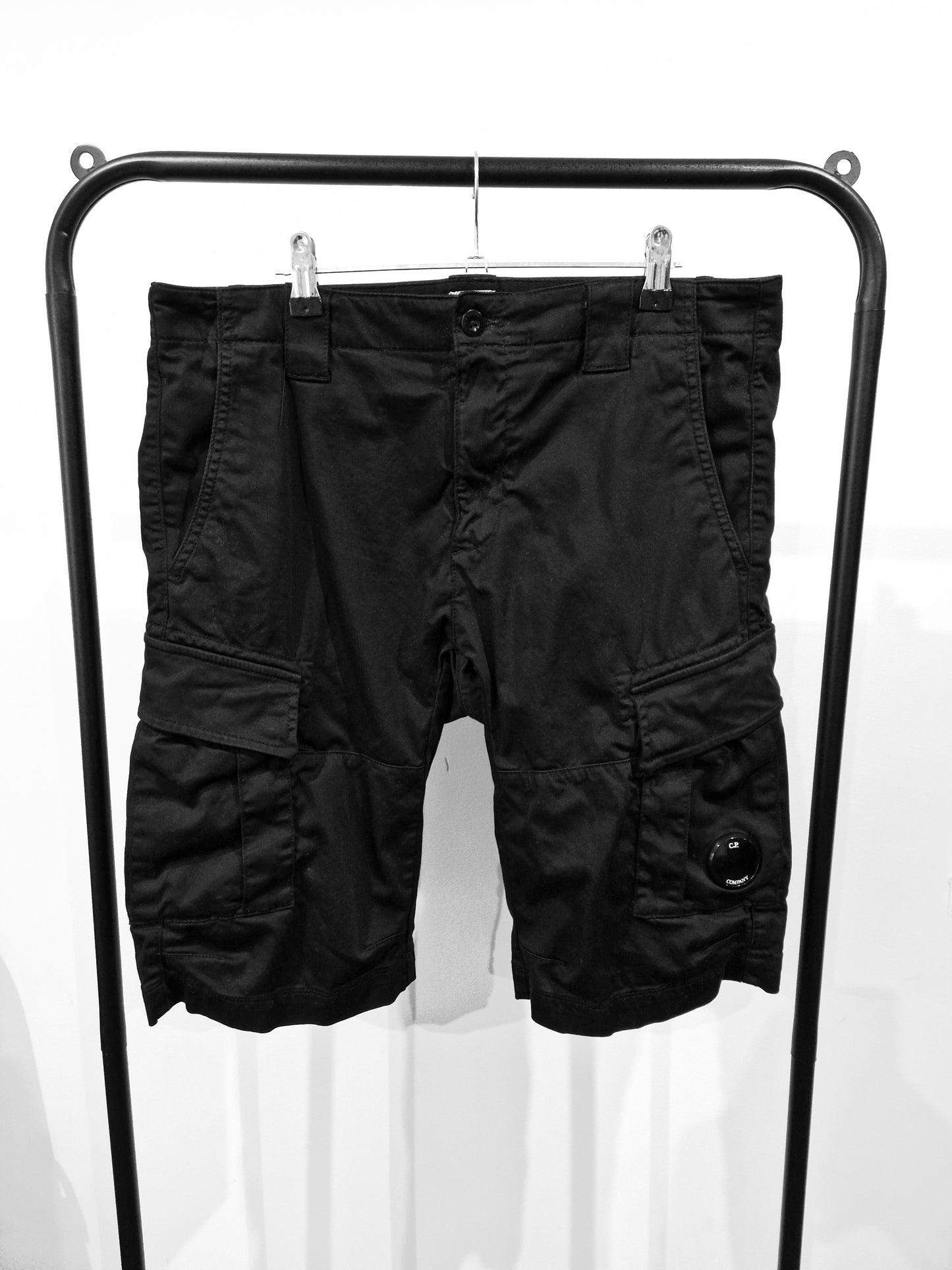 CP Company Sateen Cargo Shorts- Black
