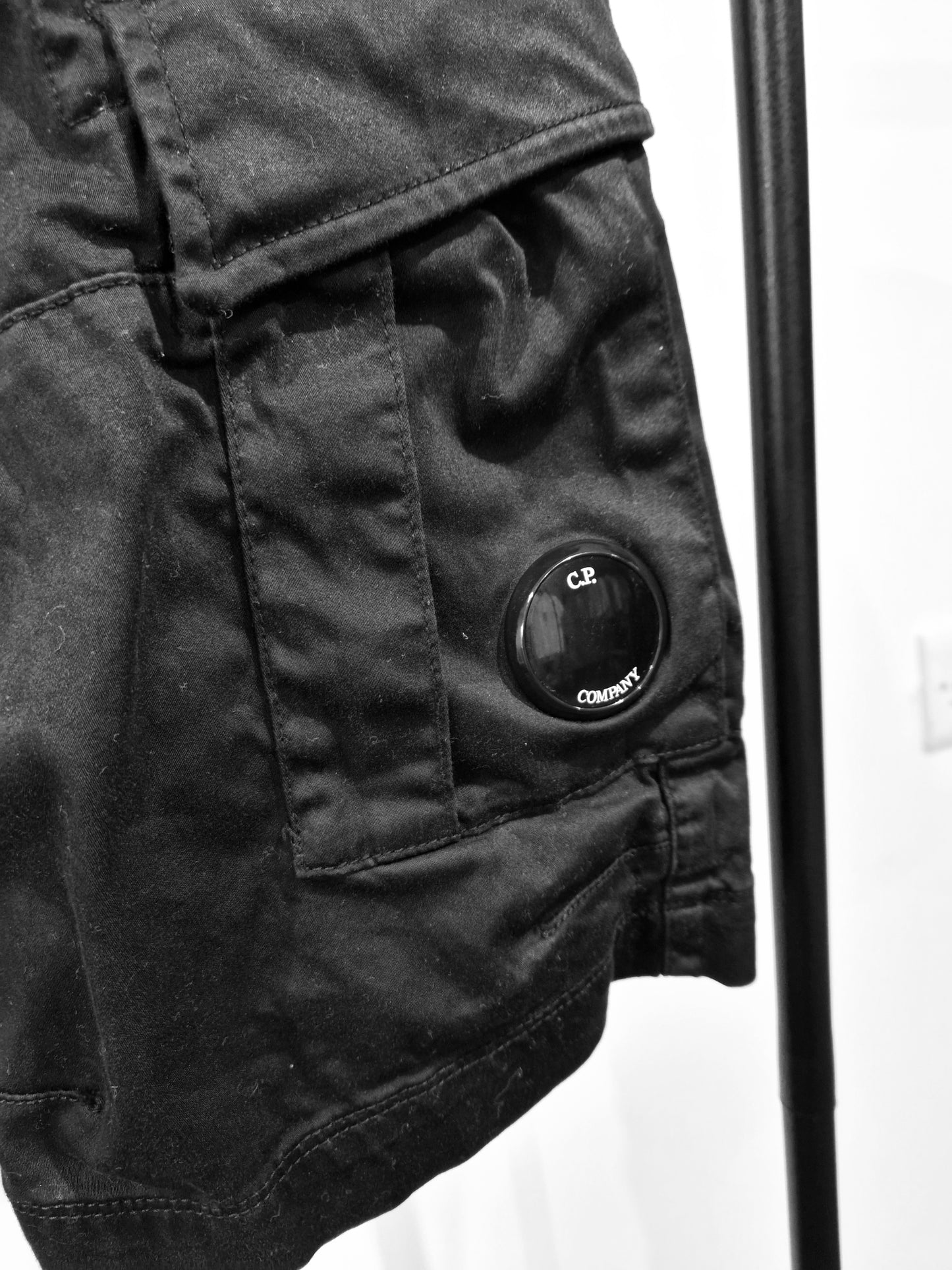 CP Company Sateen Cargo Shorts- Black