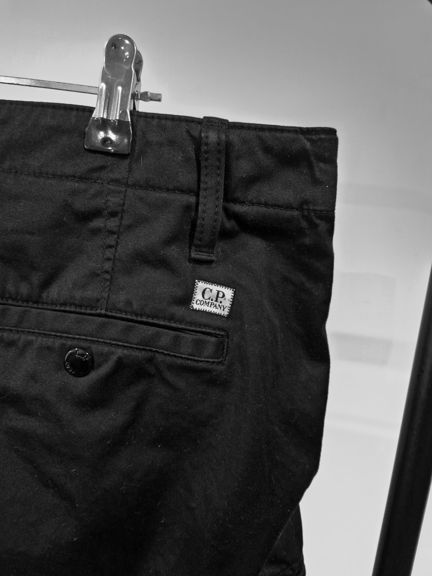 CP Company Sateen Cargo Shorts- Black