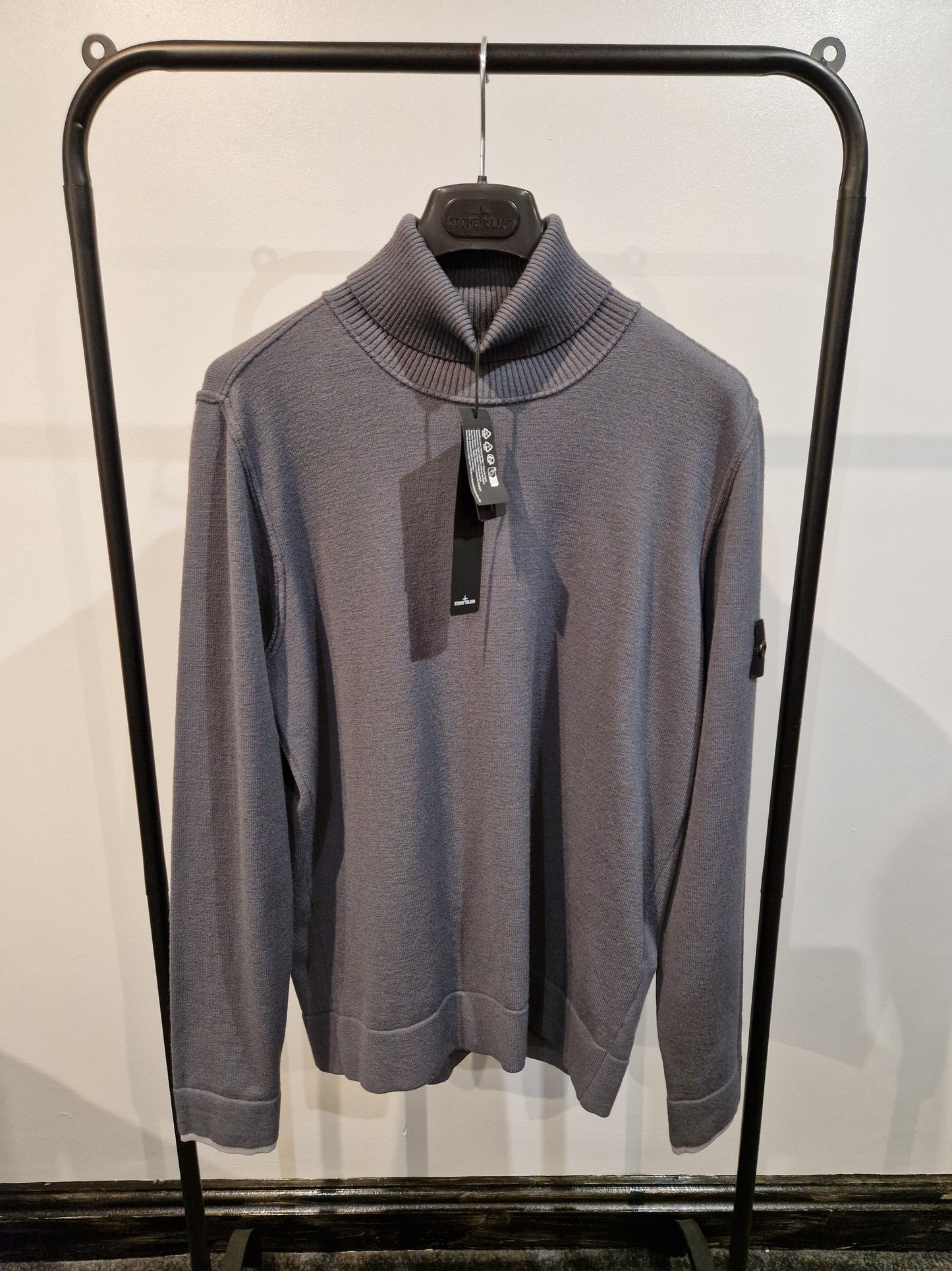 Stone Island Virgin Wool Roll-Neck Sweatshirt  - Dark Grey