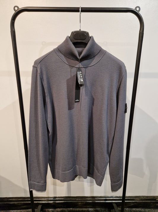 Stone Island Virgin Wool Roll-Neck Sweatshirt  - Dark Grey