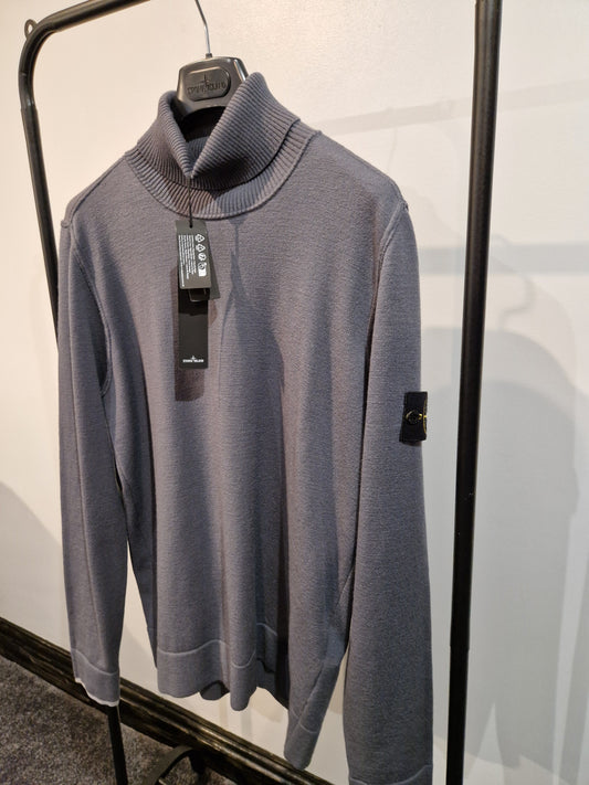 Stone Island Virgin Wool Roll-Neck Sweatshirt  - Dark Grey