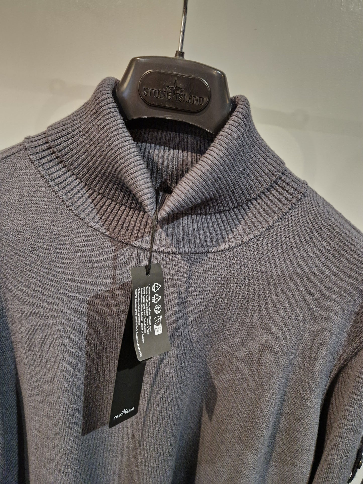 Stone Island Virgin Wool Roll-Neck Sweatshirt  - Dark Grey