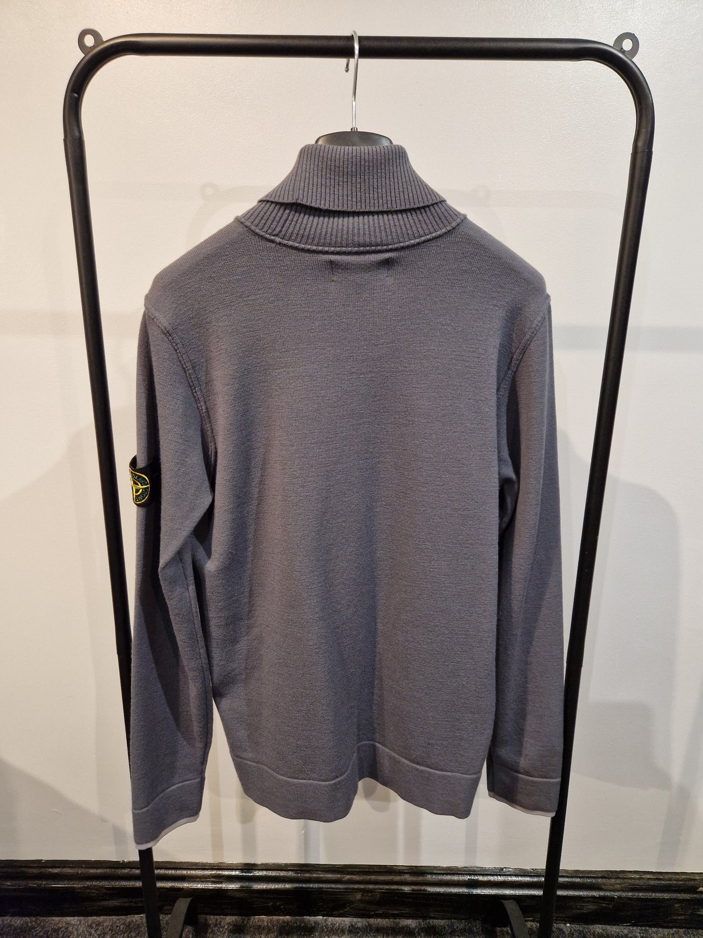 Stone Island Virgin Wool Roll-Neck Sweatshirt  - Dark Grey