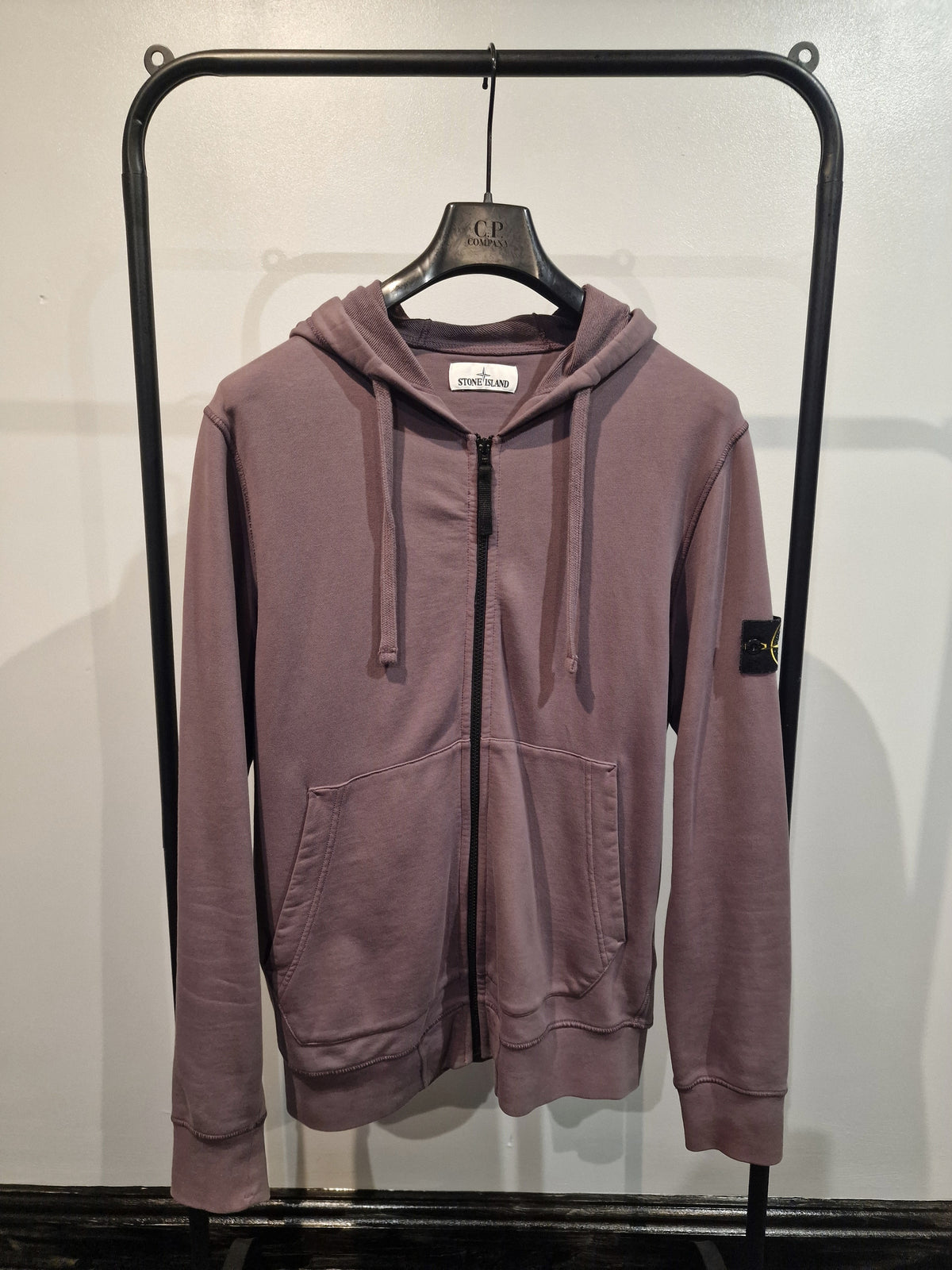 Stone Island Zip Hooded Sweatshirt - Plum