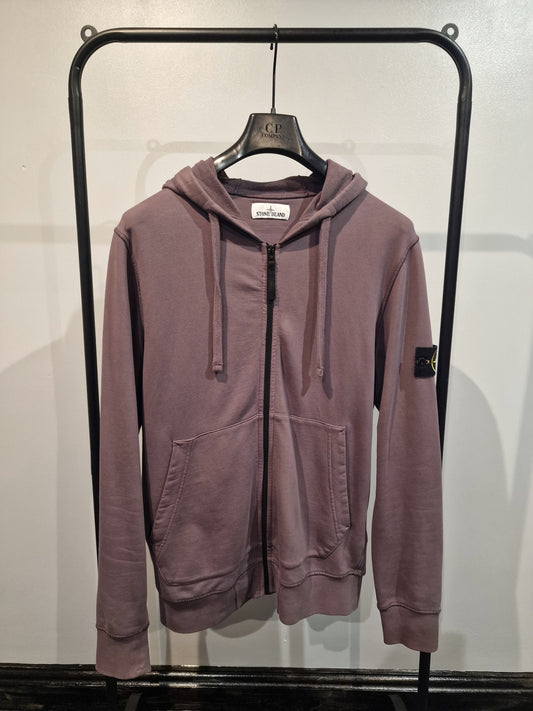 Stone Island Zip Hooded Sweatshirt - Plum