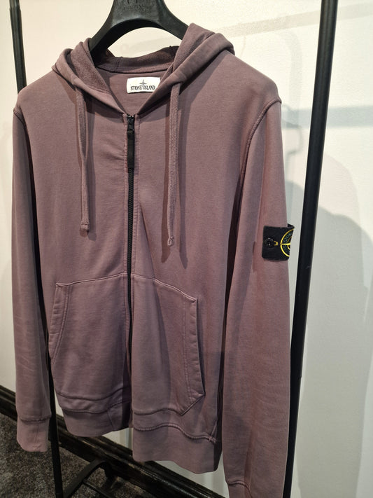 Stone Island Zip Hooded Sweatshirt - Plum