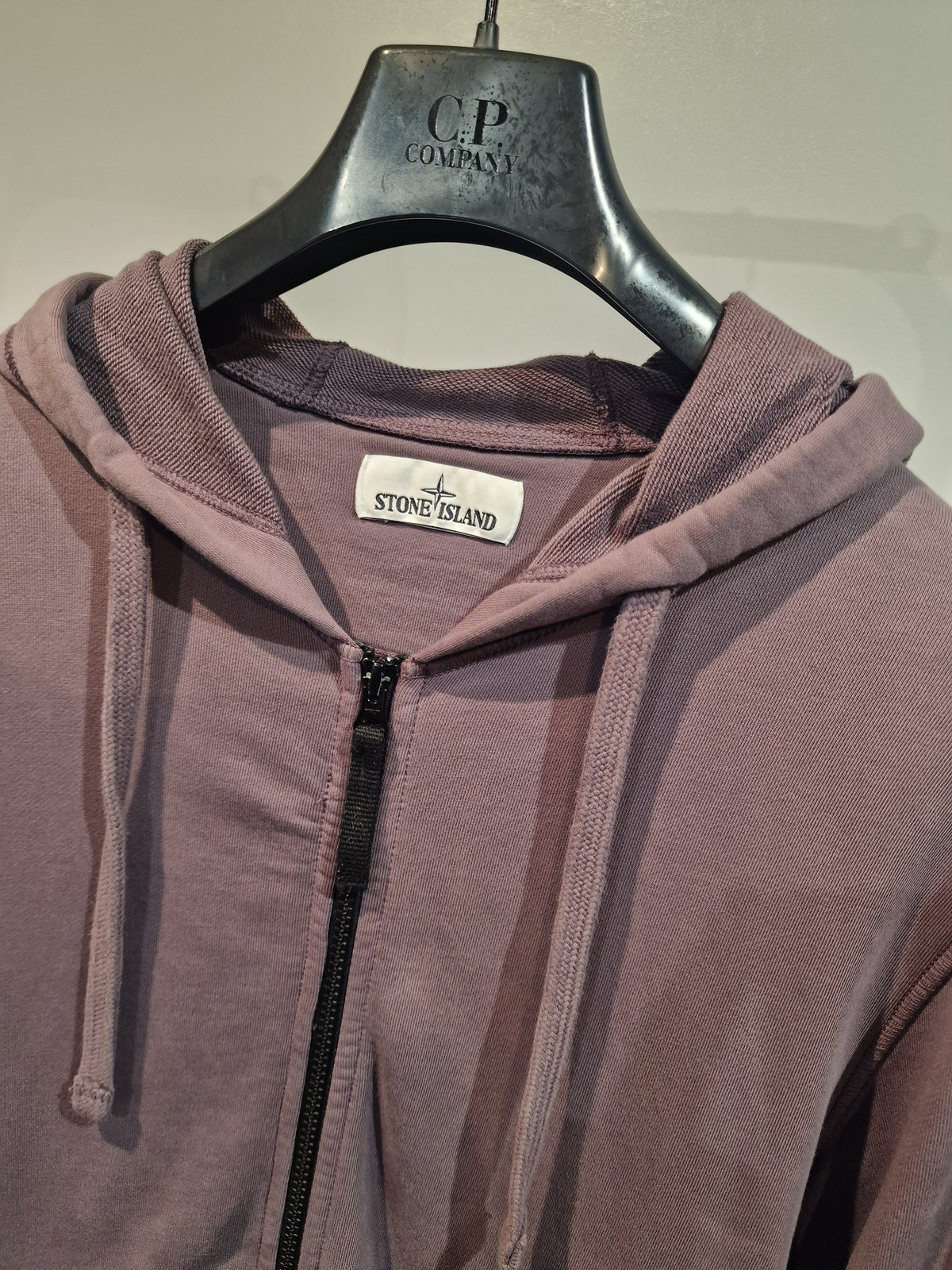 Stone Island Zip Hooded Sweatshirt - Plum