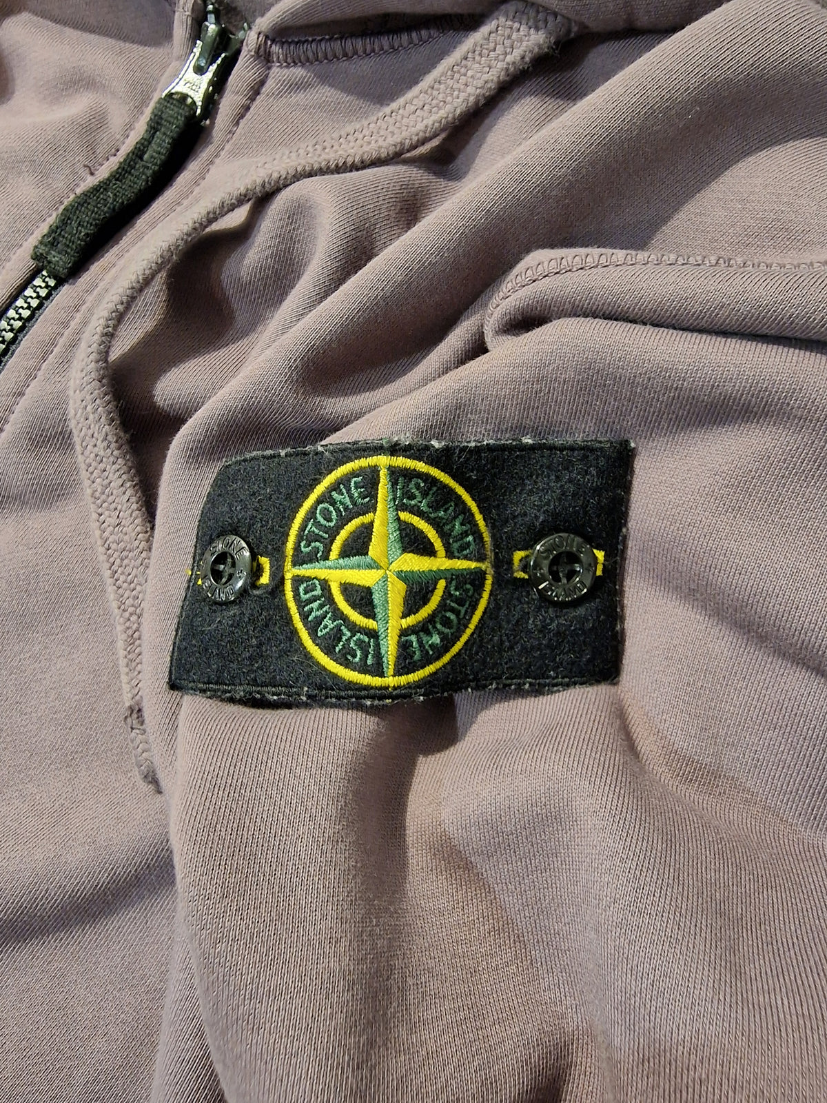 Stone Island Zip Hooded Sweatshirt - Plum
