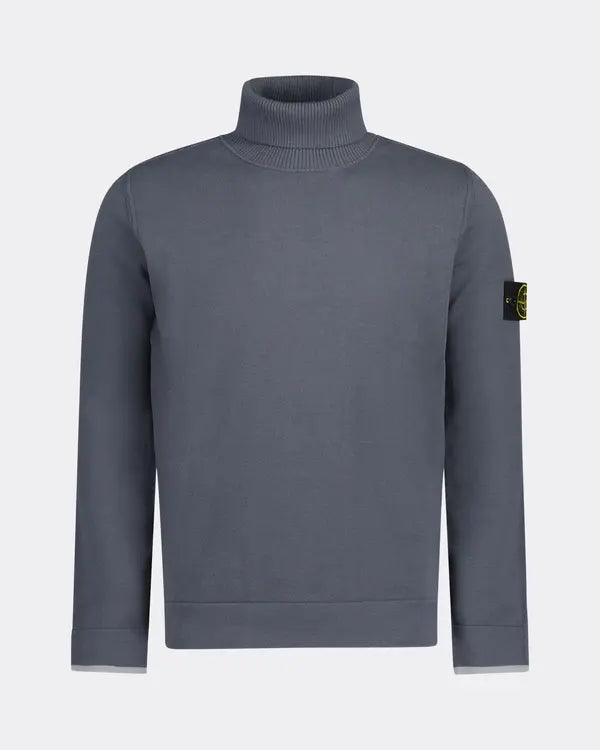 Stone Island Virgin Wool Roll-Neck Sweatshirt  - Dark Grey